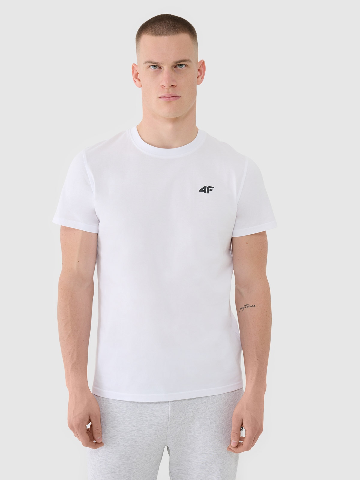 4F T-shirt regular gładki męski - biały XXL