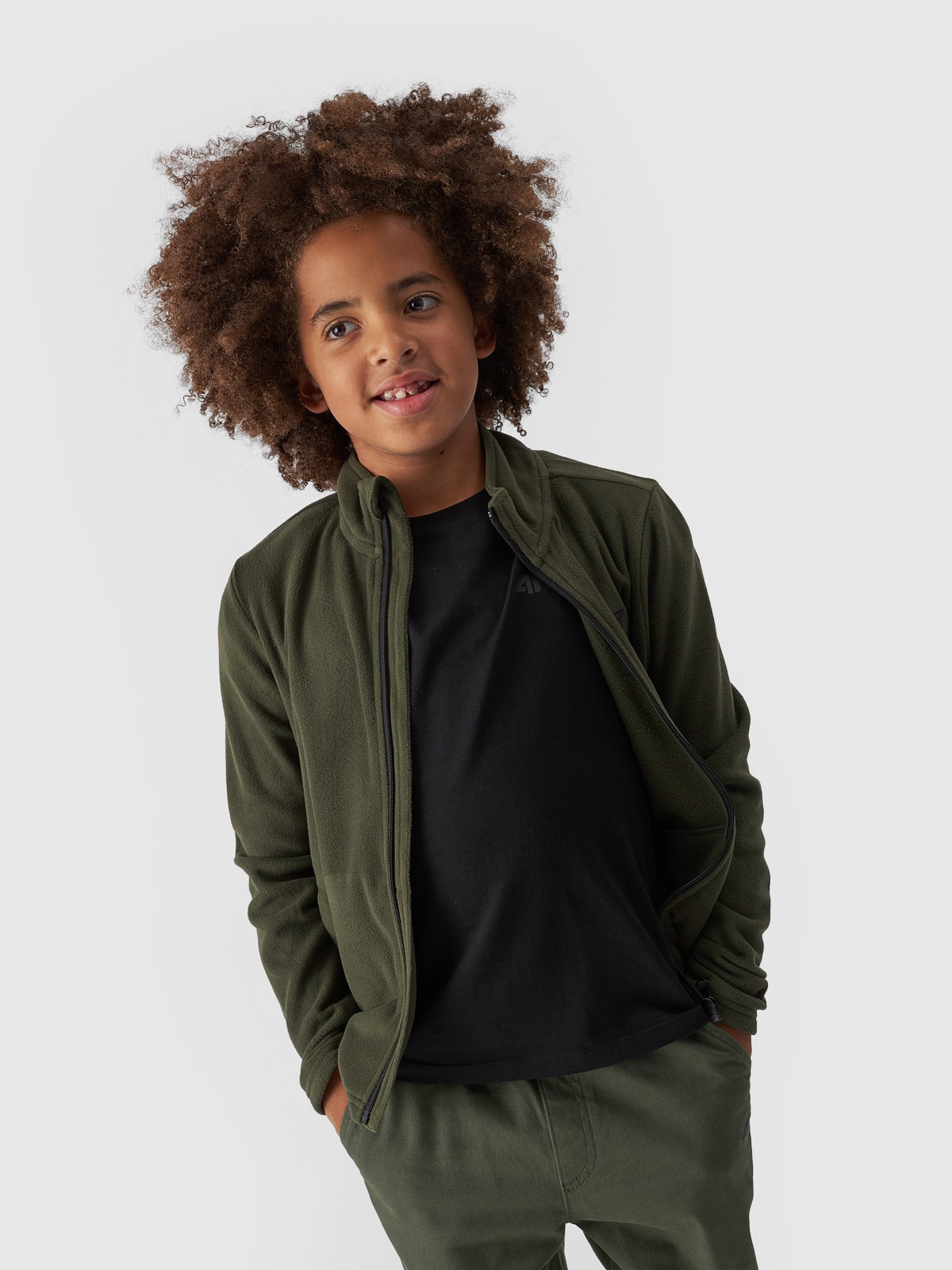 4F Polar regular ze stójką chłopięcy - khaki 140 (9-10 lat)