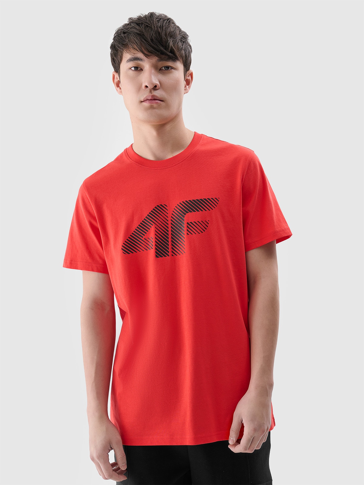 4F T-shirt regular z nadrukiem męski - czerwony XL