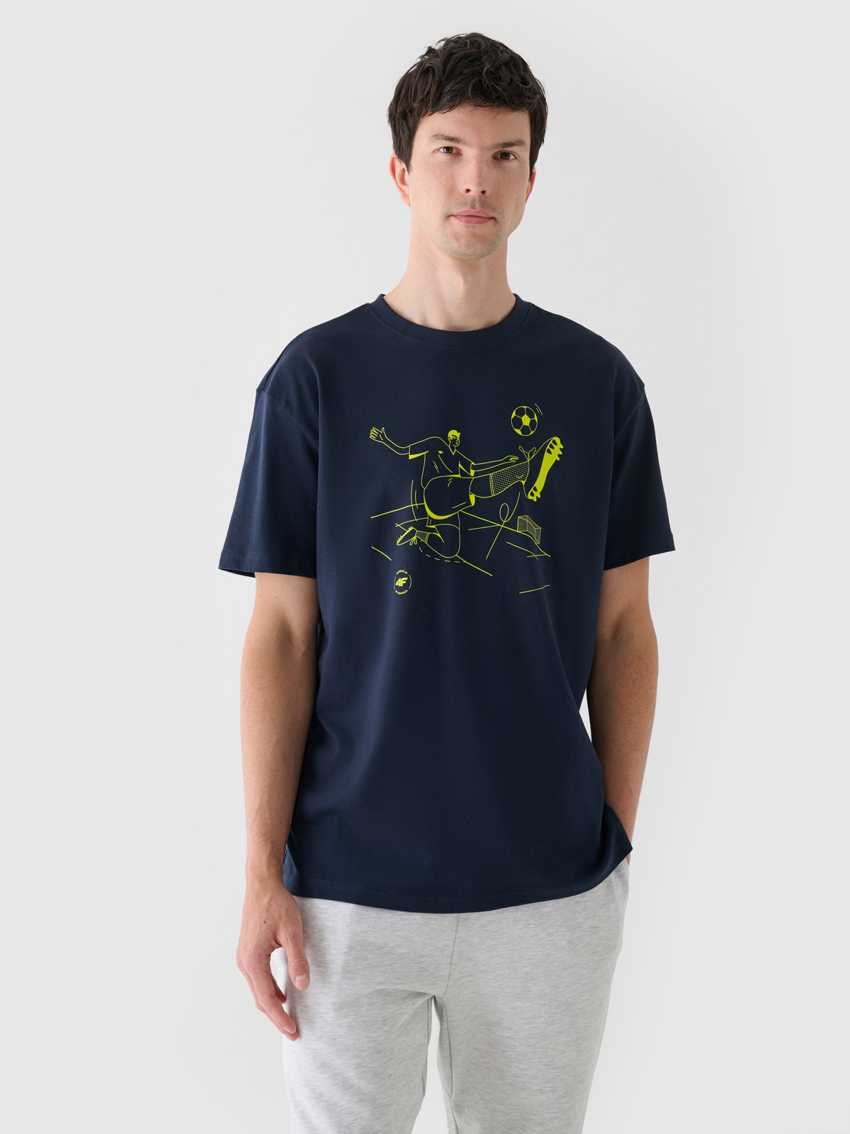 4F Koszulka oversize uniseks 4F Pomaga - granatowa L