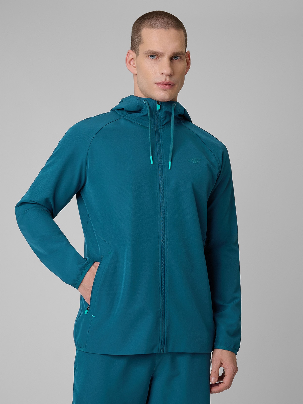 4F Bluza treningowa regular z kapturem męska - granatowa L