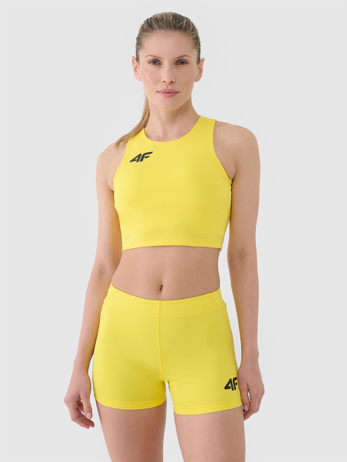 4F Biustonosz treningowy ze średnim wsparciem damski - żółty XXL