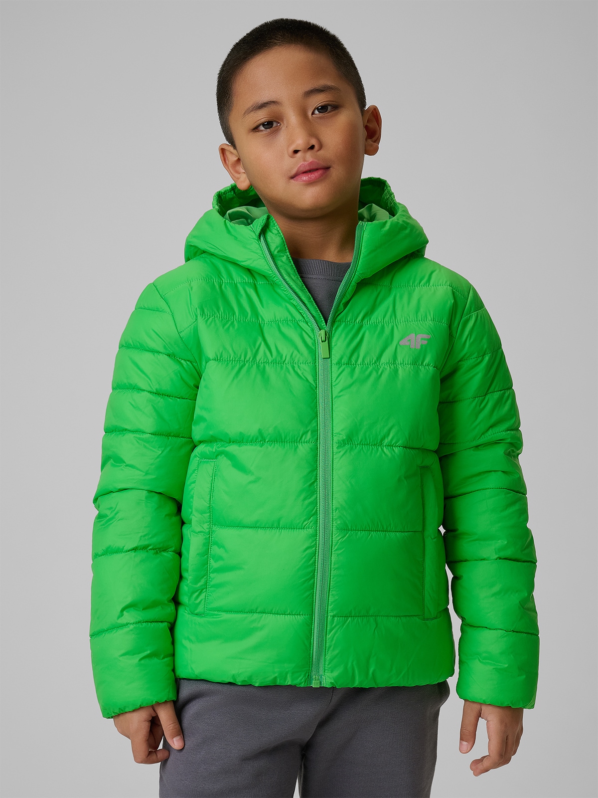 4F Kurtka z wypełnieniem syntetycznym chłopięca - zielona 158 (12-13 lat)