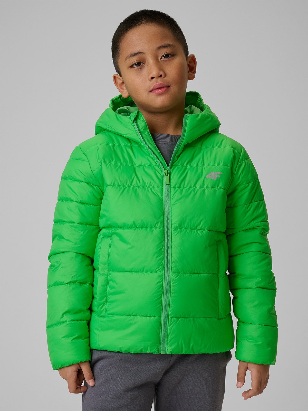 4F Kurtka z wypełnieniem syntetycznym chłopięca - zielona 158 (12-13 lat)