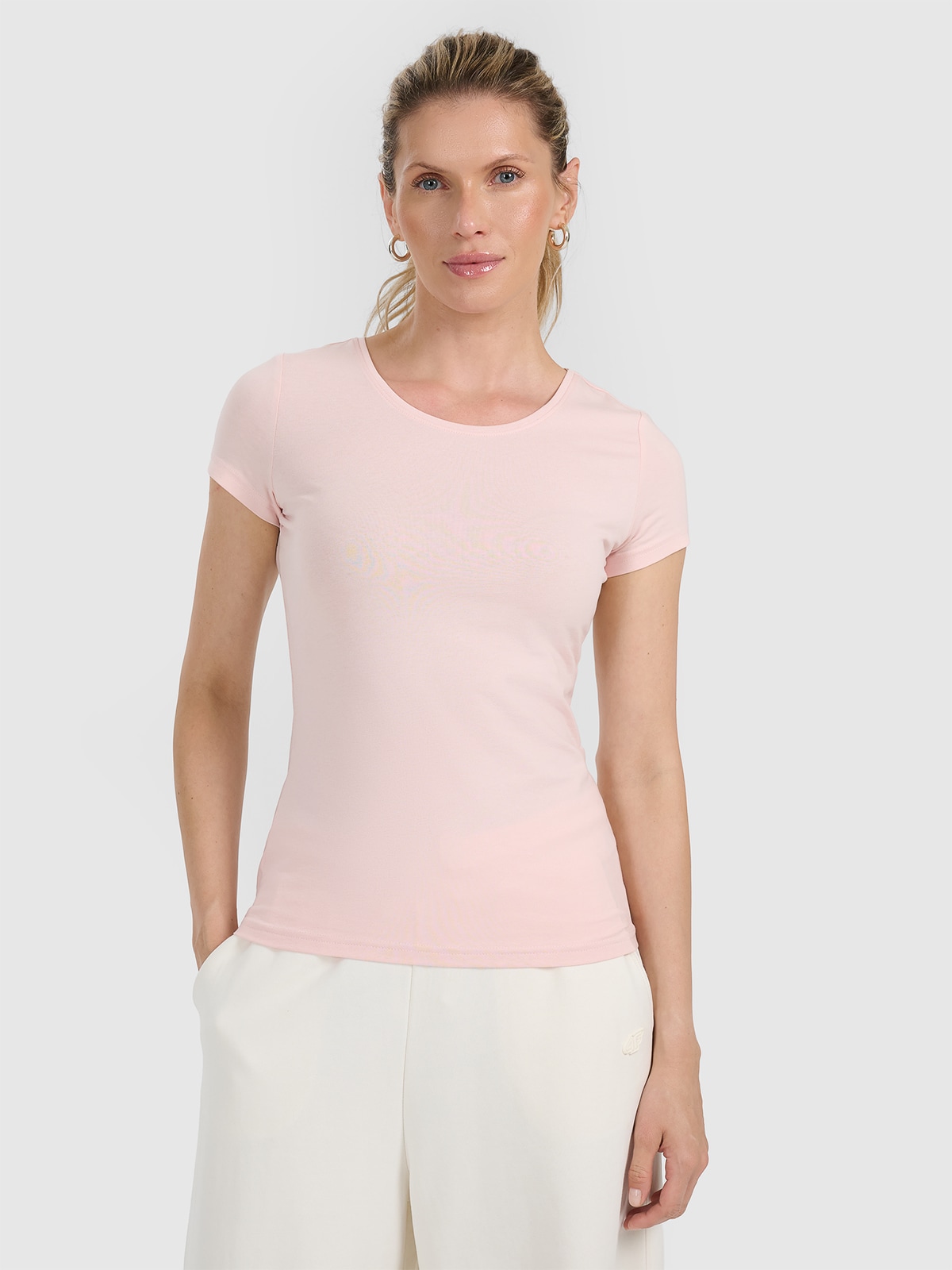 4F T-shirt regular gładki damski XS