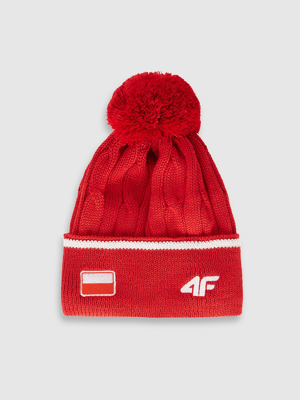 4F Czapka zimowa z wełną merino uniseks - czerwona S