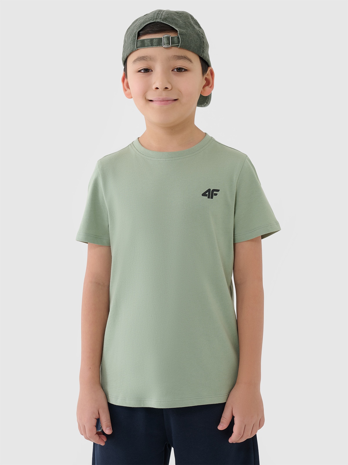4F T-shirt regular gładki chłopięcy - turkusowy 146 (10-11 lat)