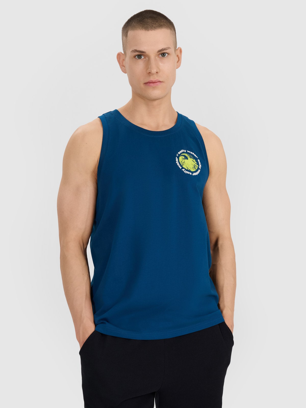 4F Tank top regular męski - turkusowy M