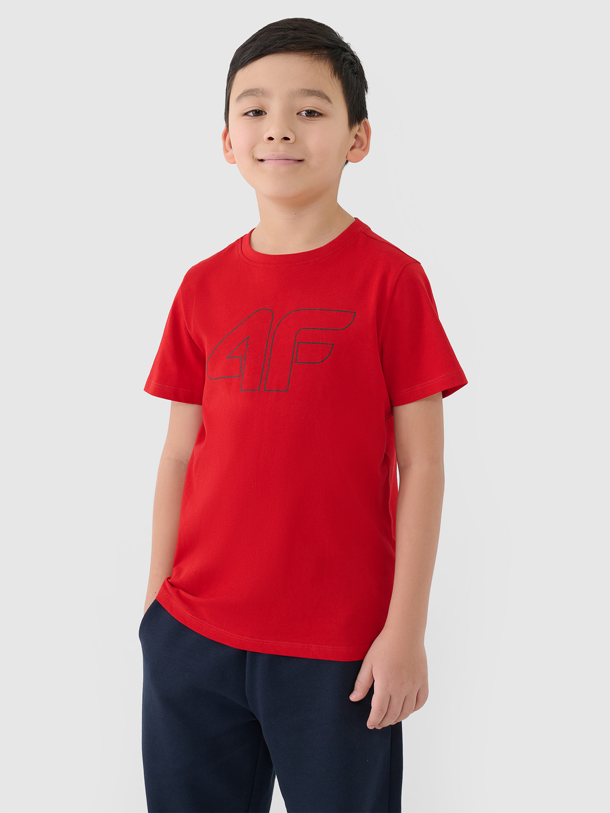 4F T-shirt z nadrukiem chłopięcy - czerwony 140 (9-10 lat)
