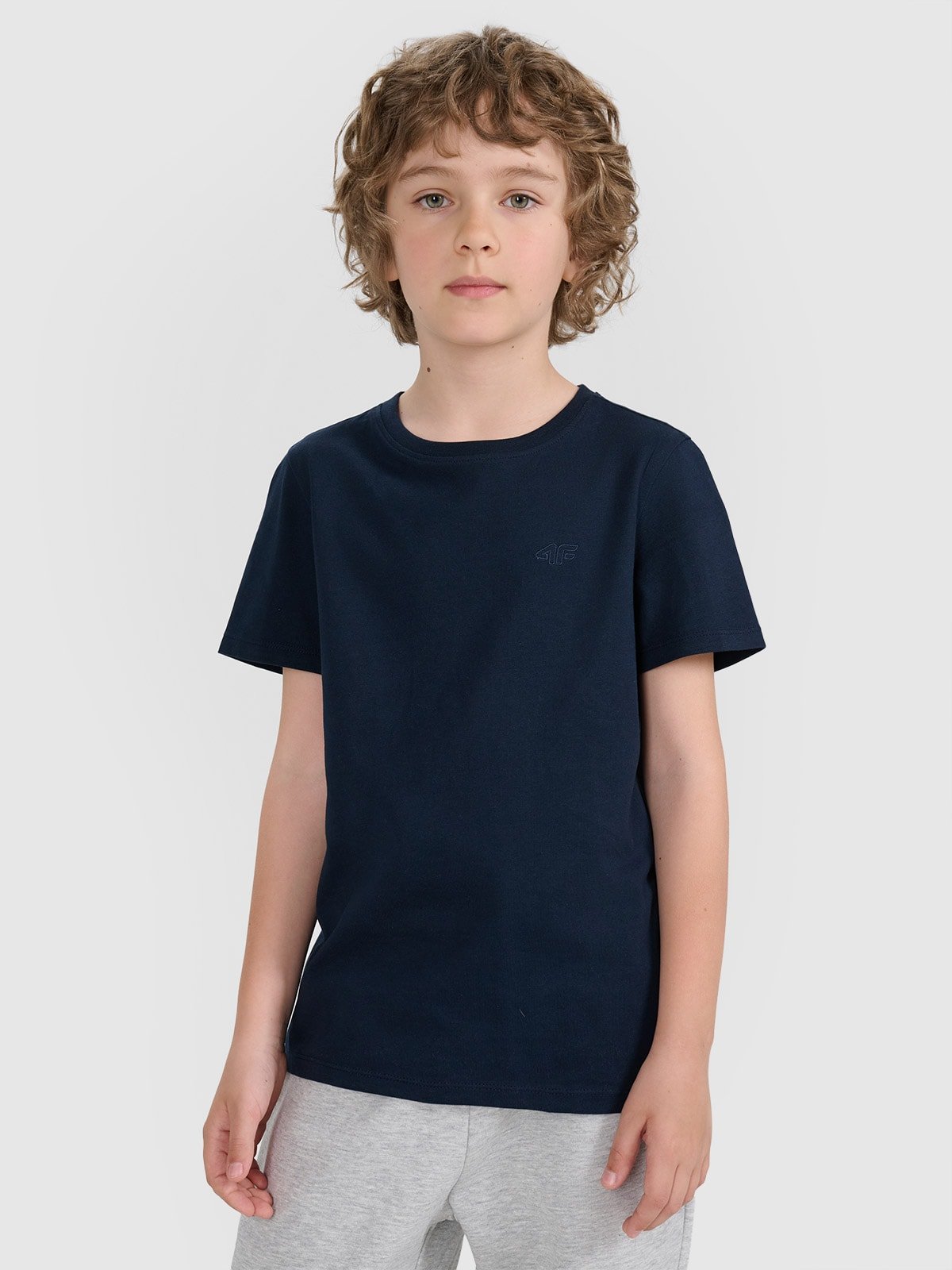 4F T-shirt regular gładki chłopięcy - granatowy 152 (11-12 lat)