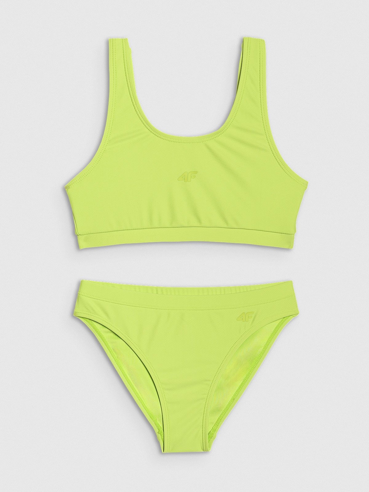 4F Kostium kąpielowy dwuczęściowy dziewczęcy - zielony 146/152 (10-12 lat)