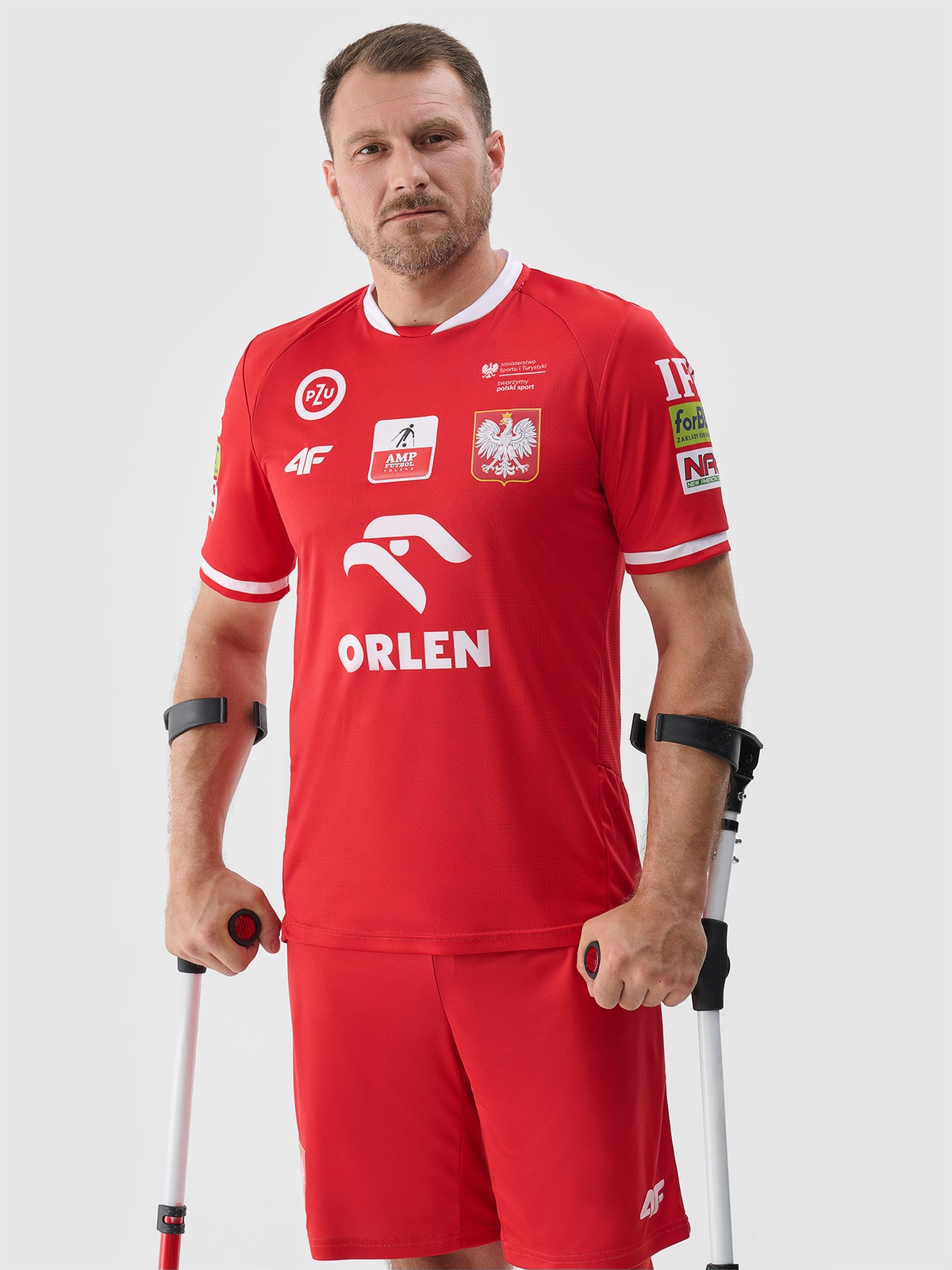 4F Koszulka replika wyjazdowa AMP Futbol męska - czerwona XXL