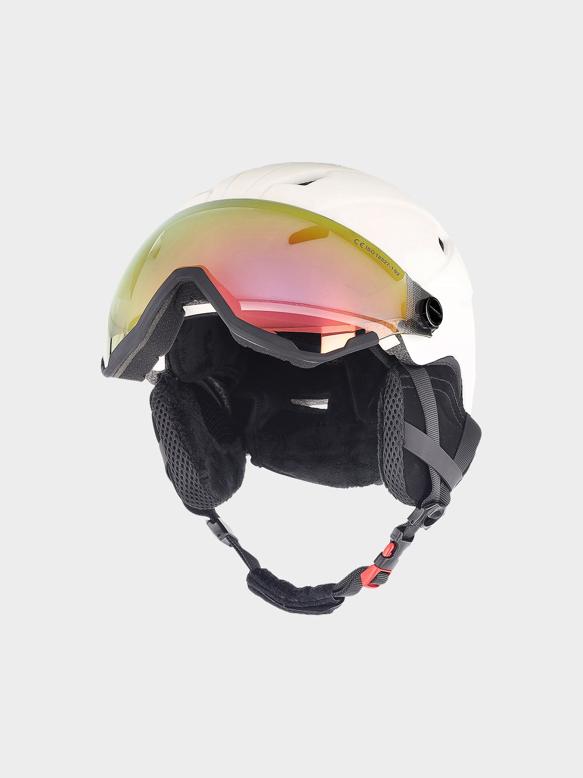 4F Kask narciarski z goglami uniseks - biały L/XL (58-61CM)