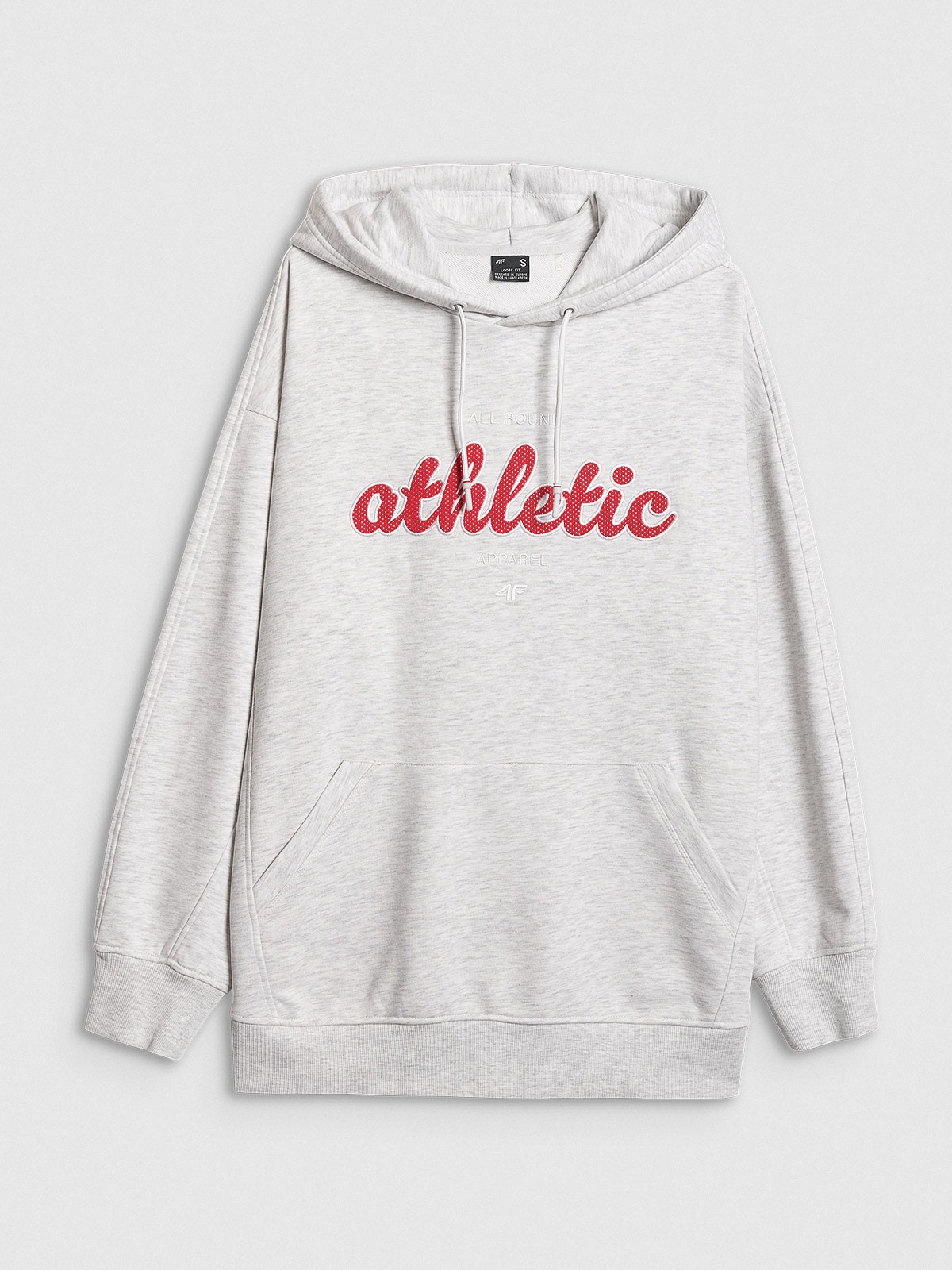 4F Bluza dresowa loose z kapturem damska - szara XL