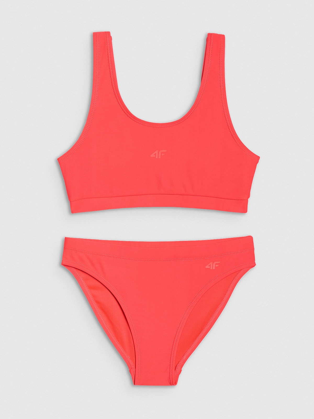 4F Kostium kąpielowy dwuczęściowy dziewczęcy - koralowy 122/128 (6-8 lat)