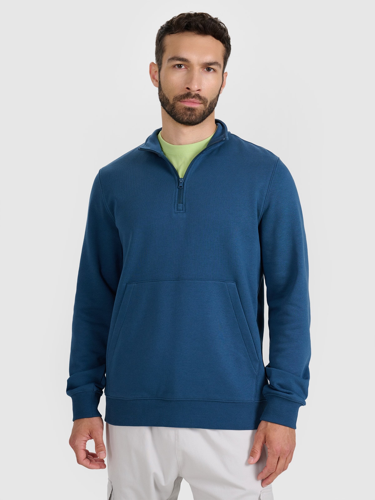 4F Bluza dresowa nierozpinana bez kaptura męska - turkusowa S