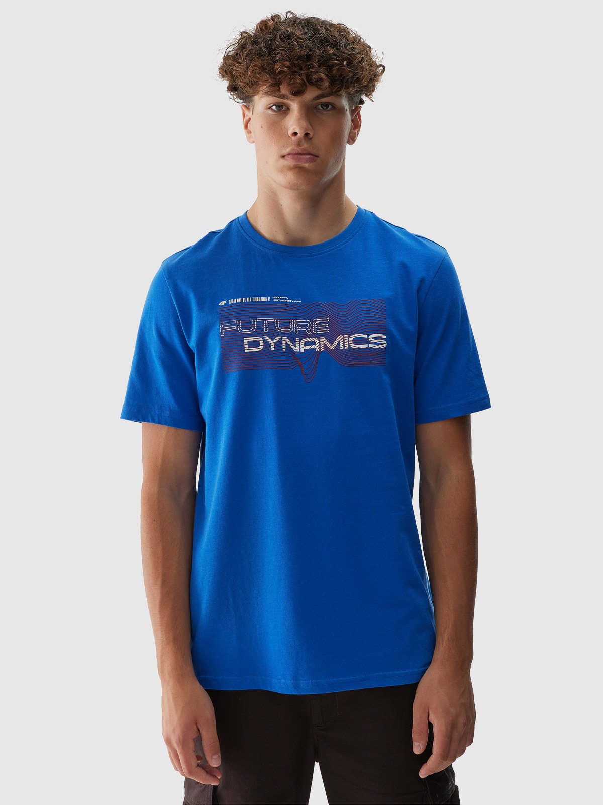 4F T-shirt regular z nadrukiem męski - niebieski M