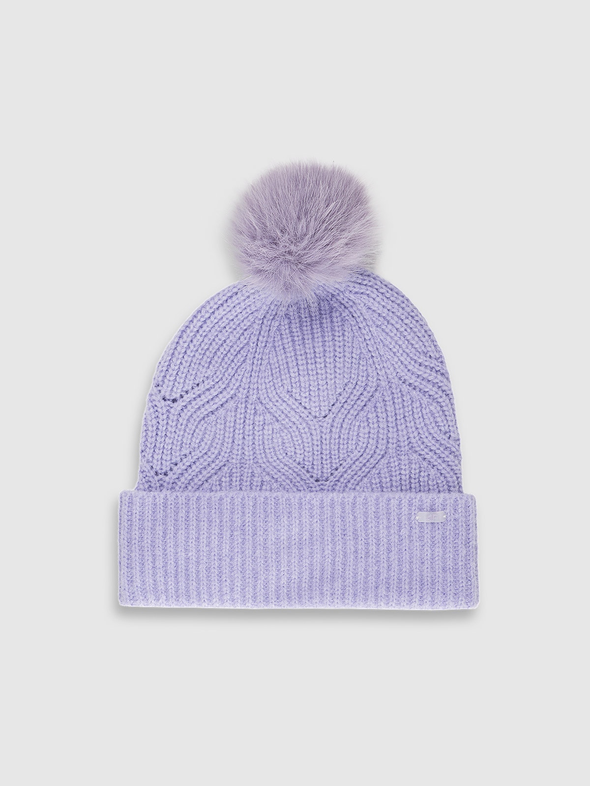 4F Czapka zimowa z pomponem damska - fioletowa S