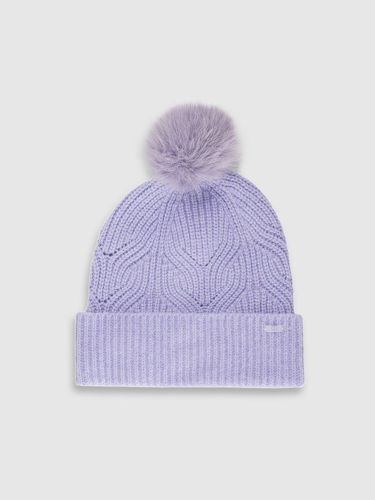 4F Czapka zimowa z pomponem damska - fioletowa S