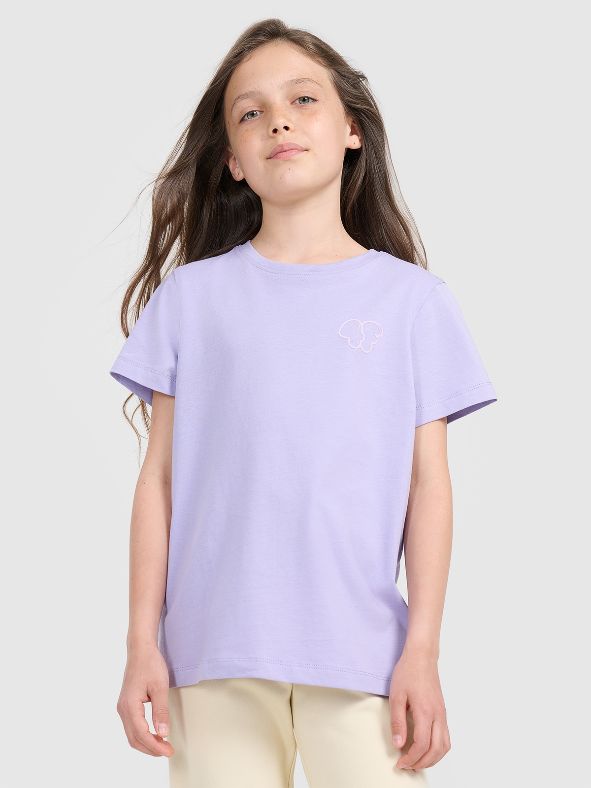 4F T-shirt regular z nadrukiem dziewczęcy - fioletowy 164 (13-14 lat)