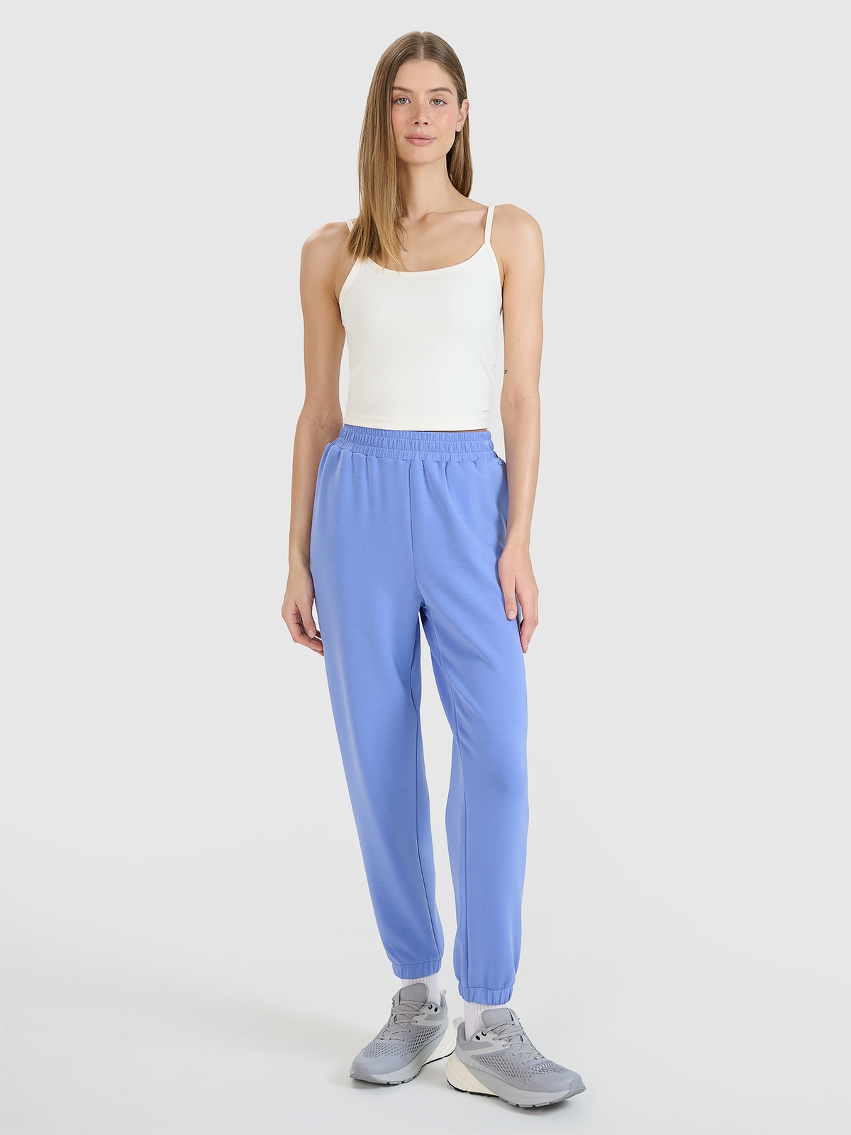 4F Spodnie dresowe joggery z modalem damskie - niebieskie S