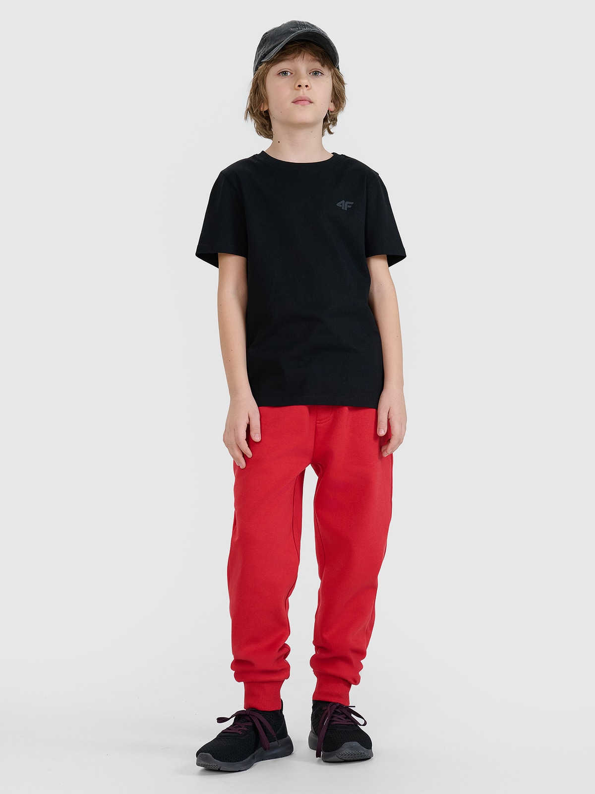 4F Spodnie dresowe joggery chłopięce - czerwone 152 (11-12 lat)