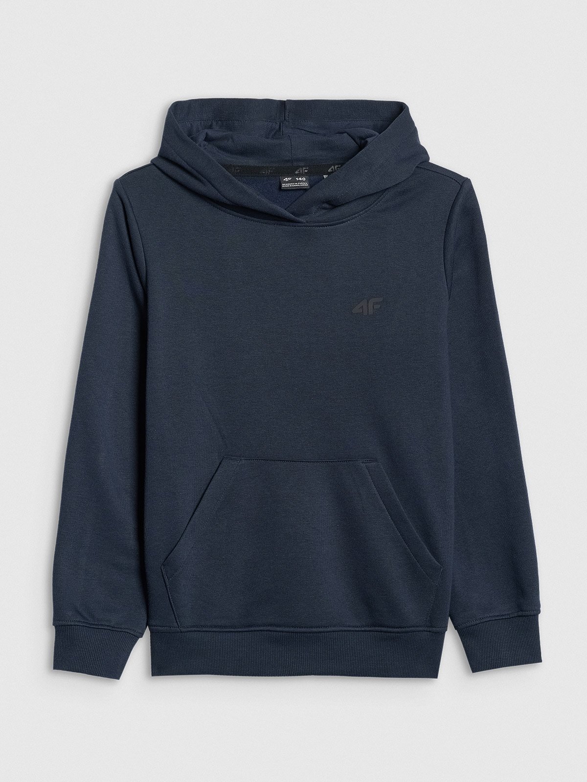 4F Bluza dresowa nierozpinana z kapturem chłopięca - granatowa 128 (7-8 lat)