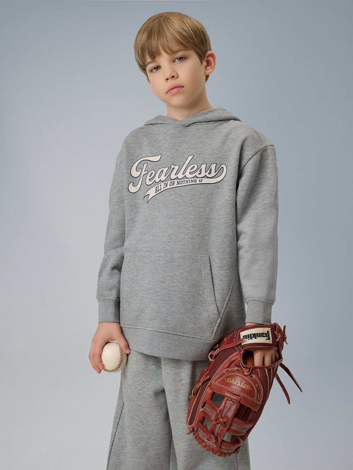 4F Bluza dresowa loose z kapturem chłopięca - szara 122/128 (6-8 lat)