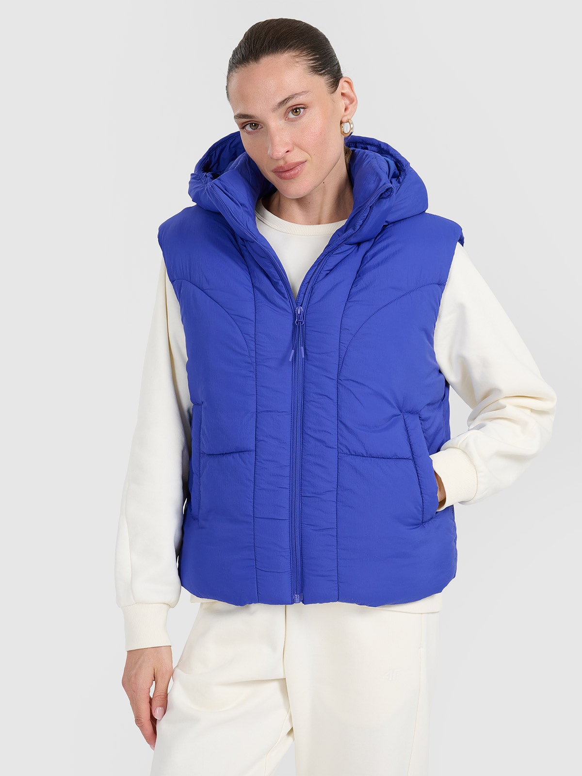 4F Bezrękawnik puchowy z wypełnieniem syntetycznym damski - niebieski XS