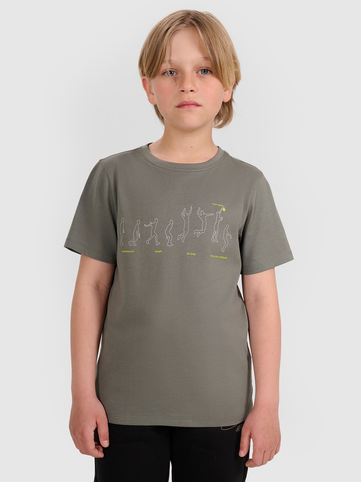4F T-shirt regular z nadrukiem chłopięcy - szary 140 (9-10 lat)