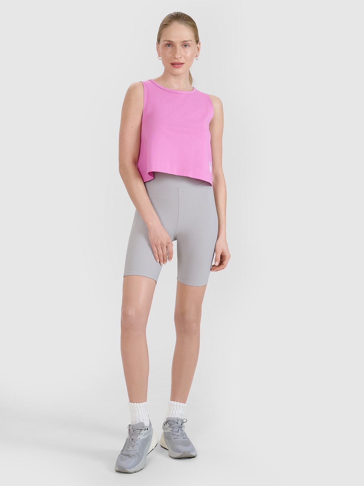 4F Legginsy krótkie dzianinowe damskie - szare M