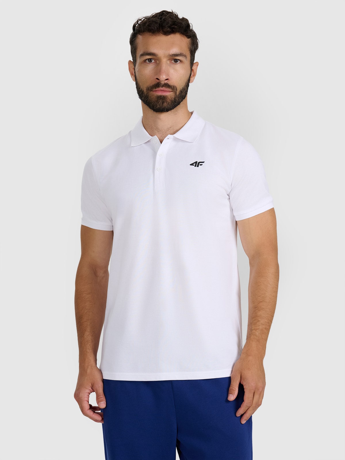 4F Koszulka polo regular męska - biała 3XL