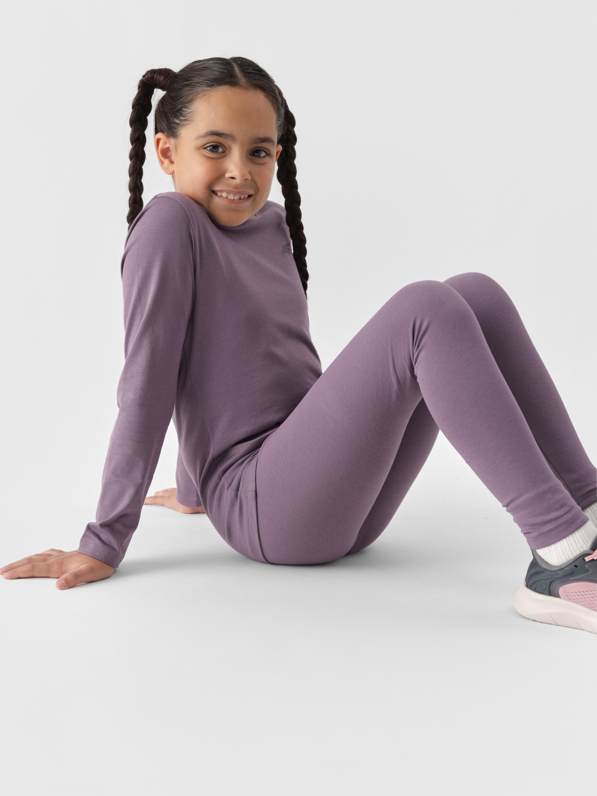 4F Longsleeve regular gladki dziewczęcy - fioletowy 122 (6-7 lat)