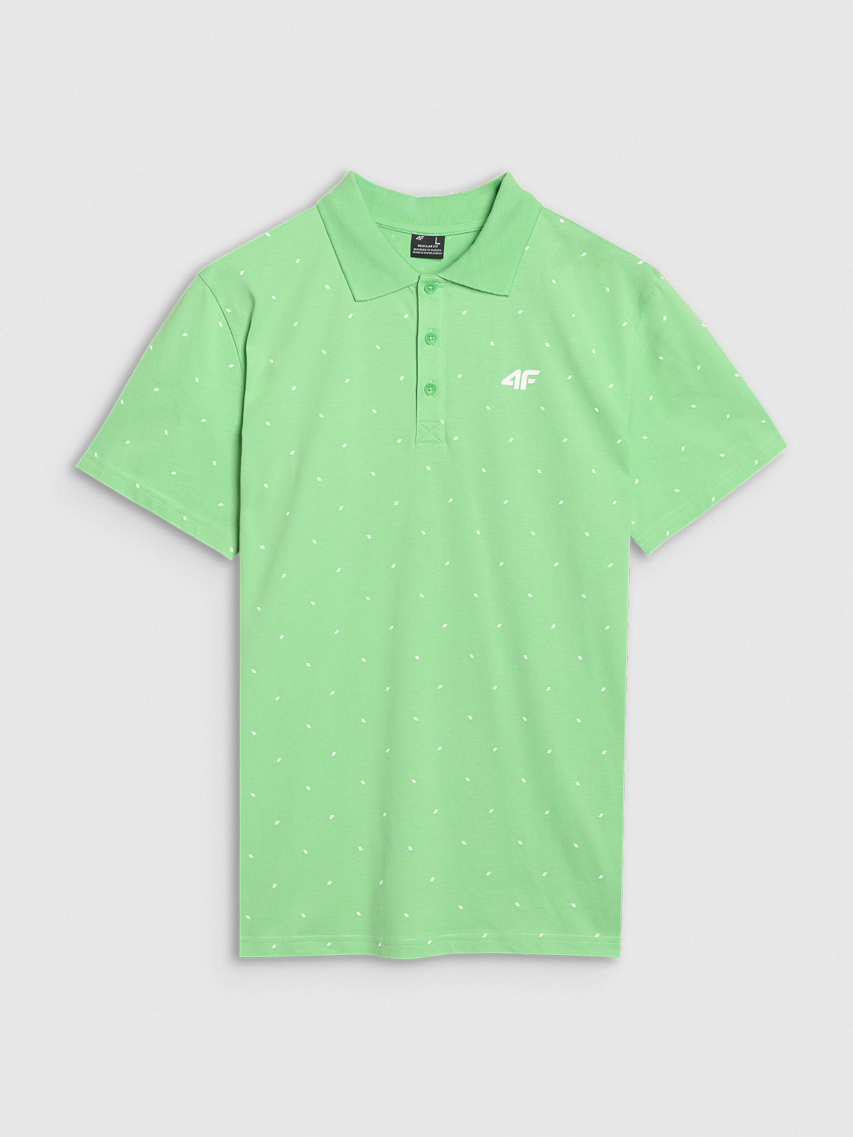 4F Koszulka polo regular z nadrukiem męska - zielona L