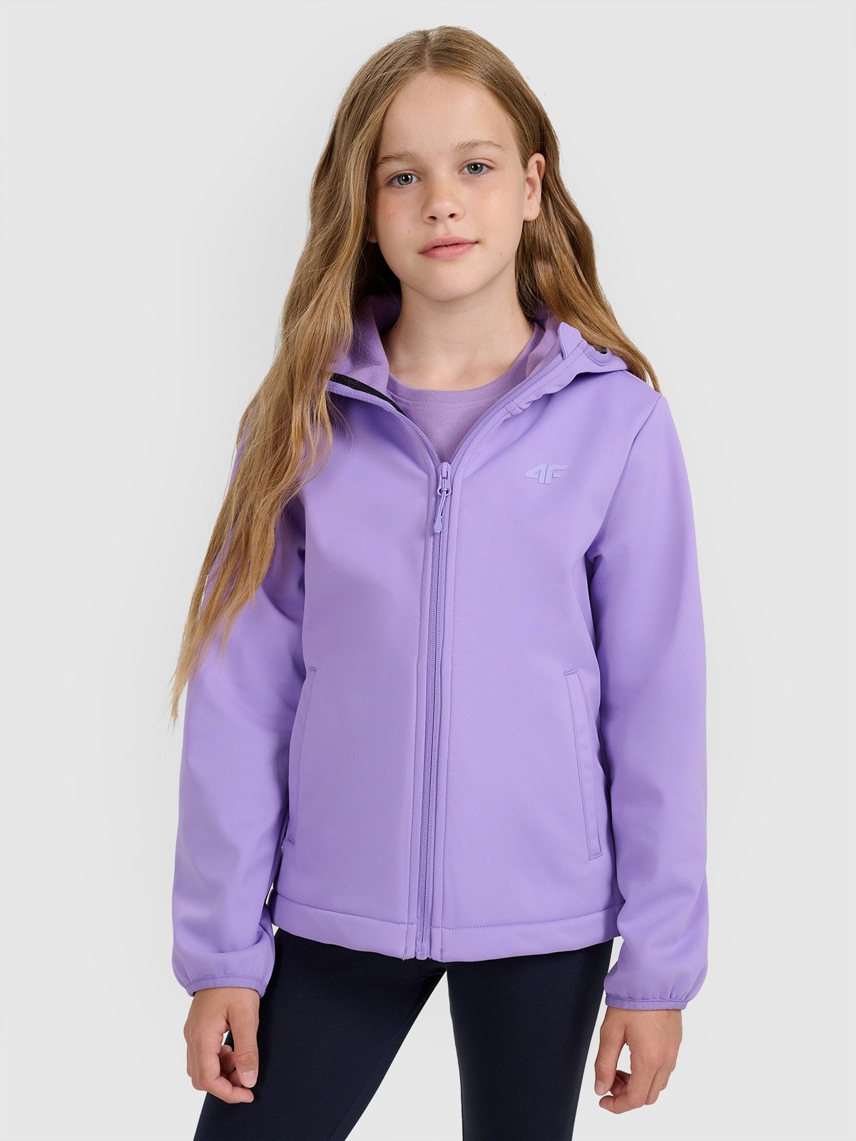 4F Kurtka softshell wiatroodporna membrana 5000 dziewczęca - fioletowa 158 (12-13 lat)