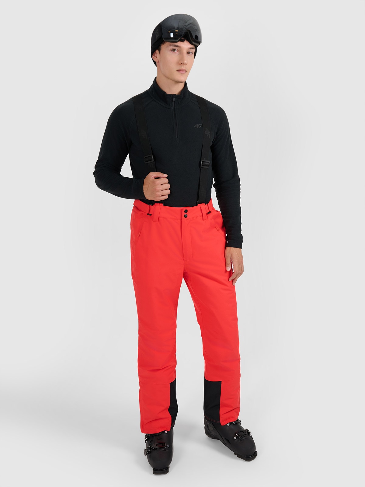 4F Spodnie narciarskie z szelkami membrana 5000 męskie - czerwone 3XL