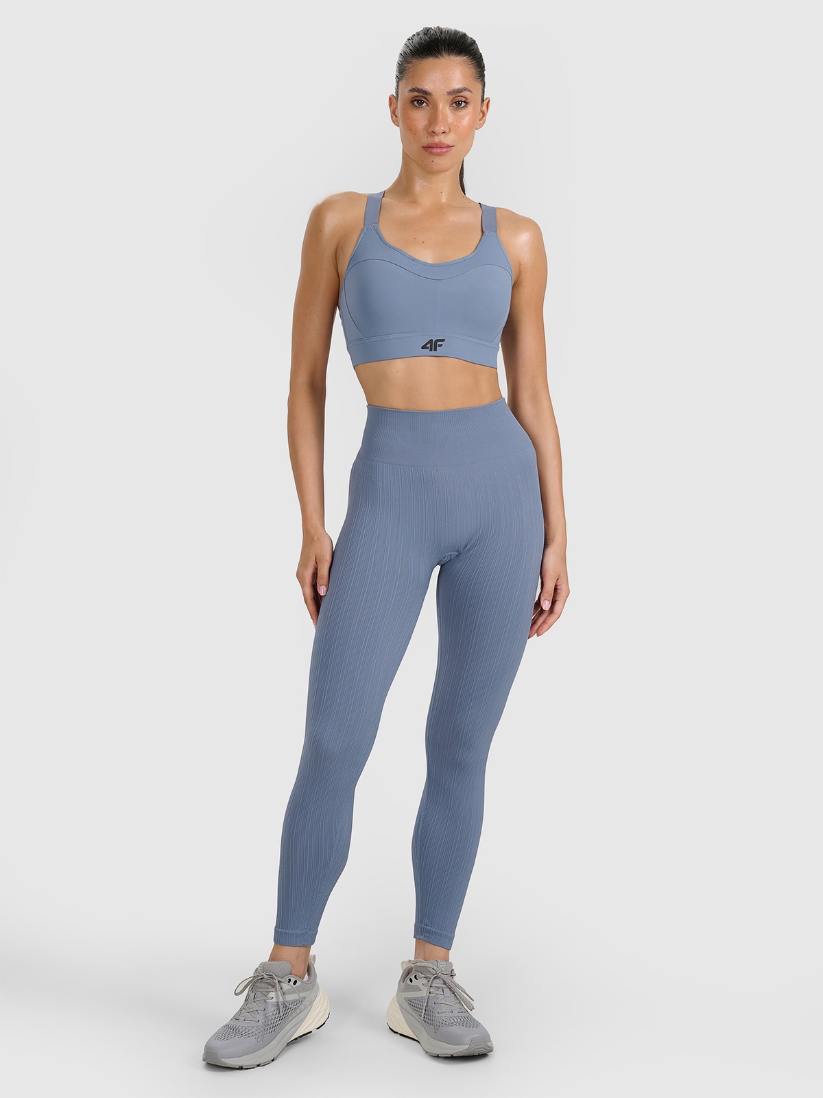 4F Legginsy treningowe bezszwowe damskie - szare XS/S