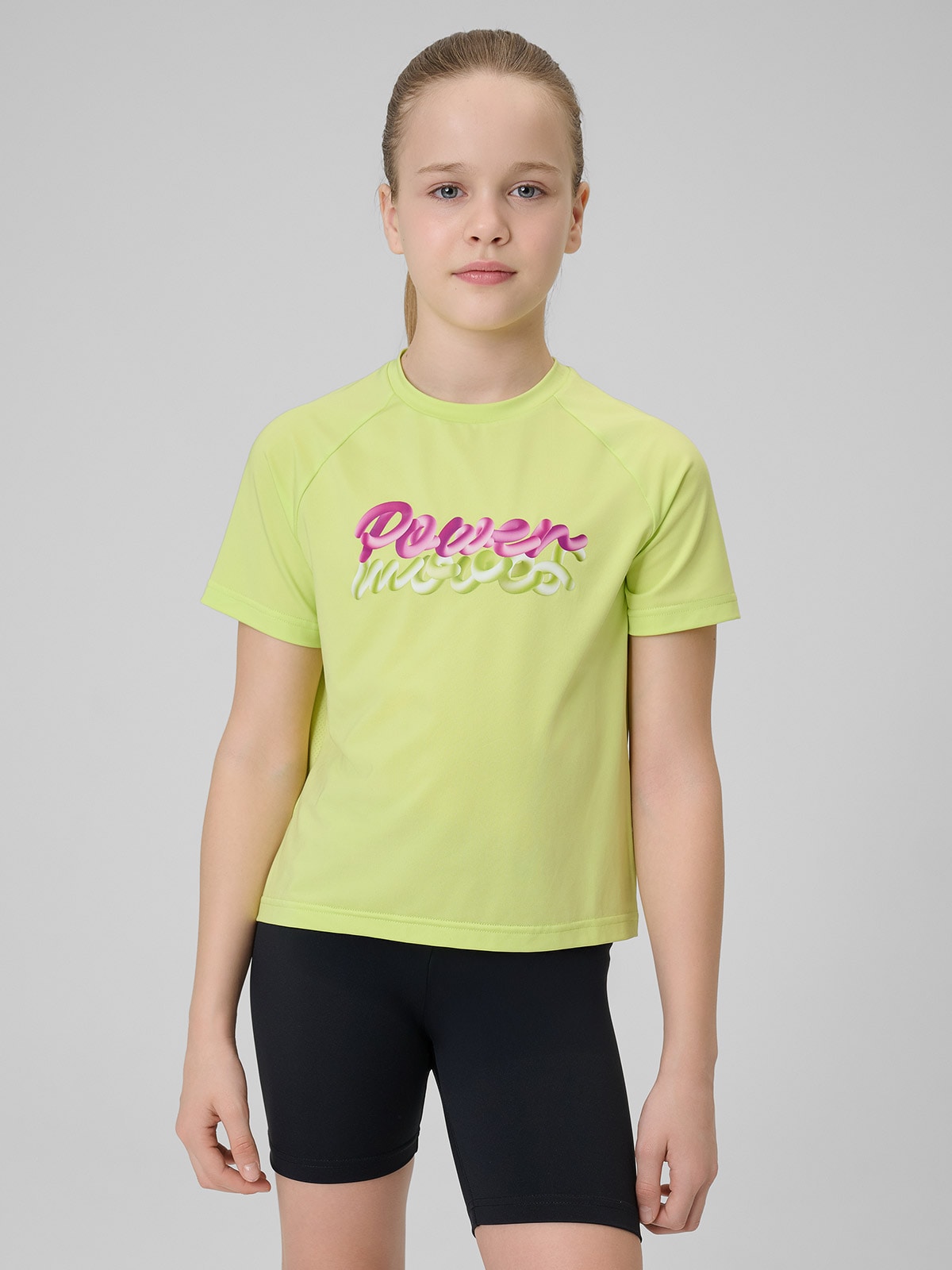 4F Koszulka sportowa szybkoschnąca dziewczęca - zielona 122/128 (6-8 lat)