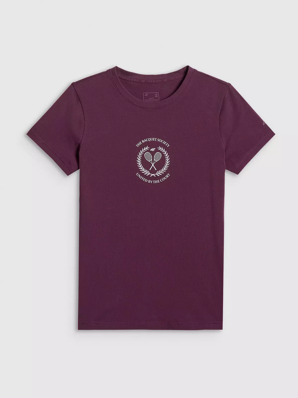 4F T-shirt slim z nadrukiem damski - czerwony S