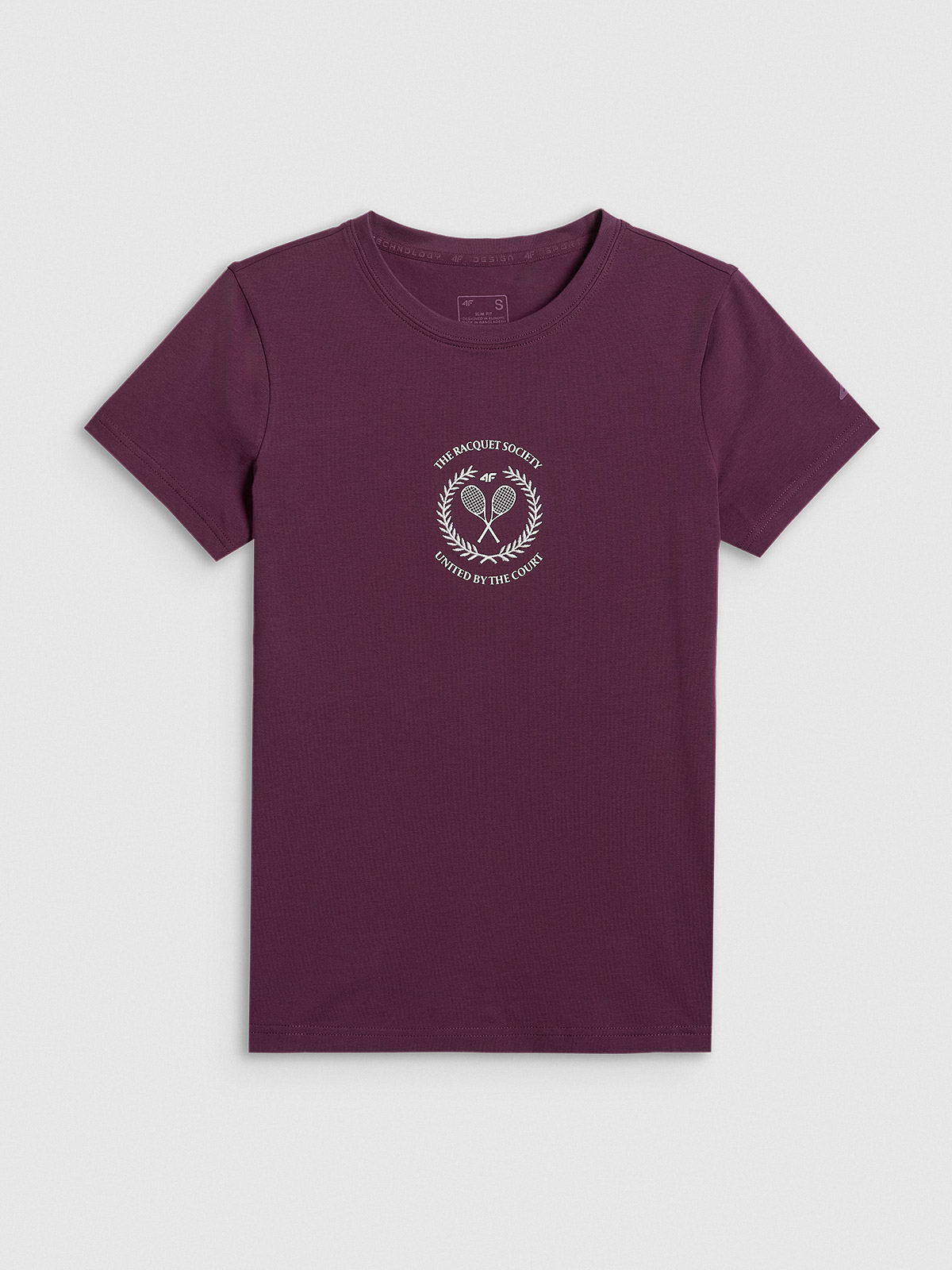 4F T-shirt slim z nadrukiem damski - czerwony S