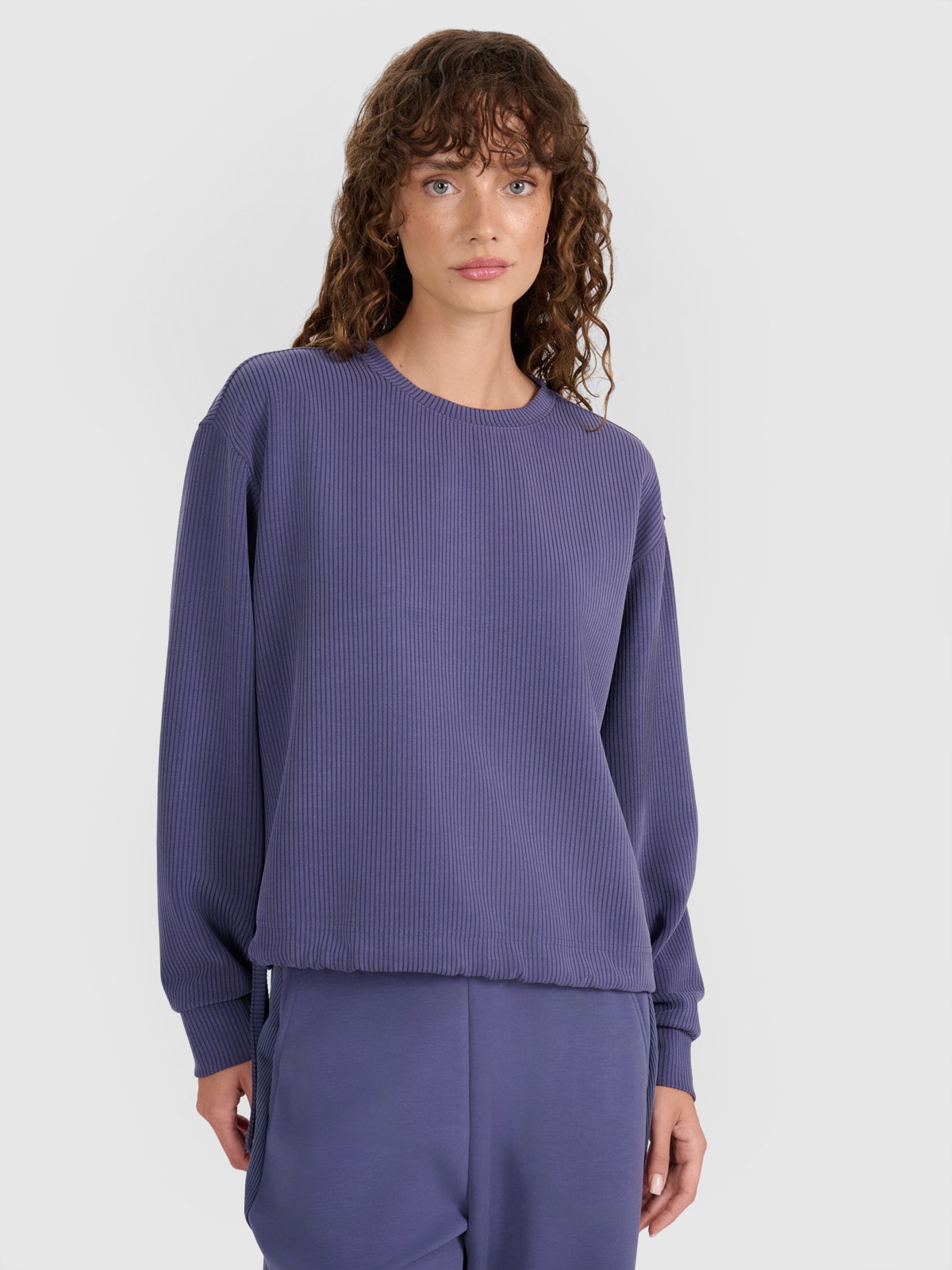 4F Bluza dresowa nierozpinana z modalem damska - granatowa XS