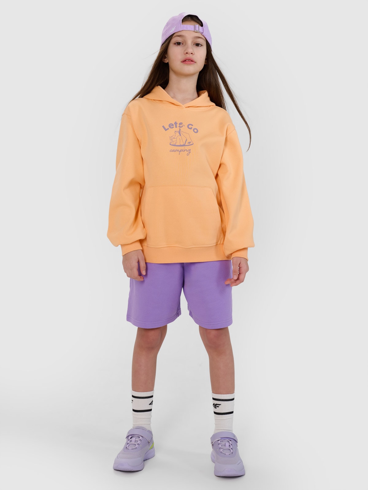 4F Spodenki dresowe dziewczęce - fioletowe 140 (9-10 lat)