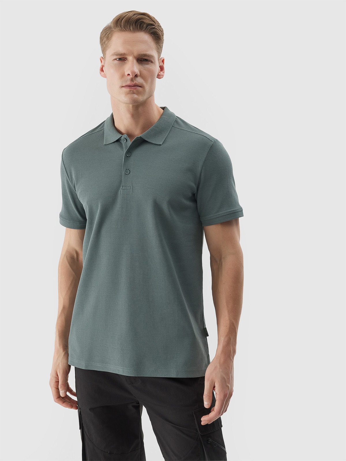 4F Koszulka polo regular męska - khaki S