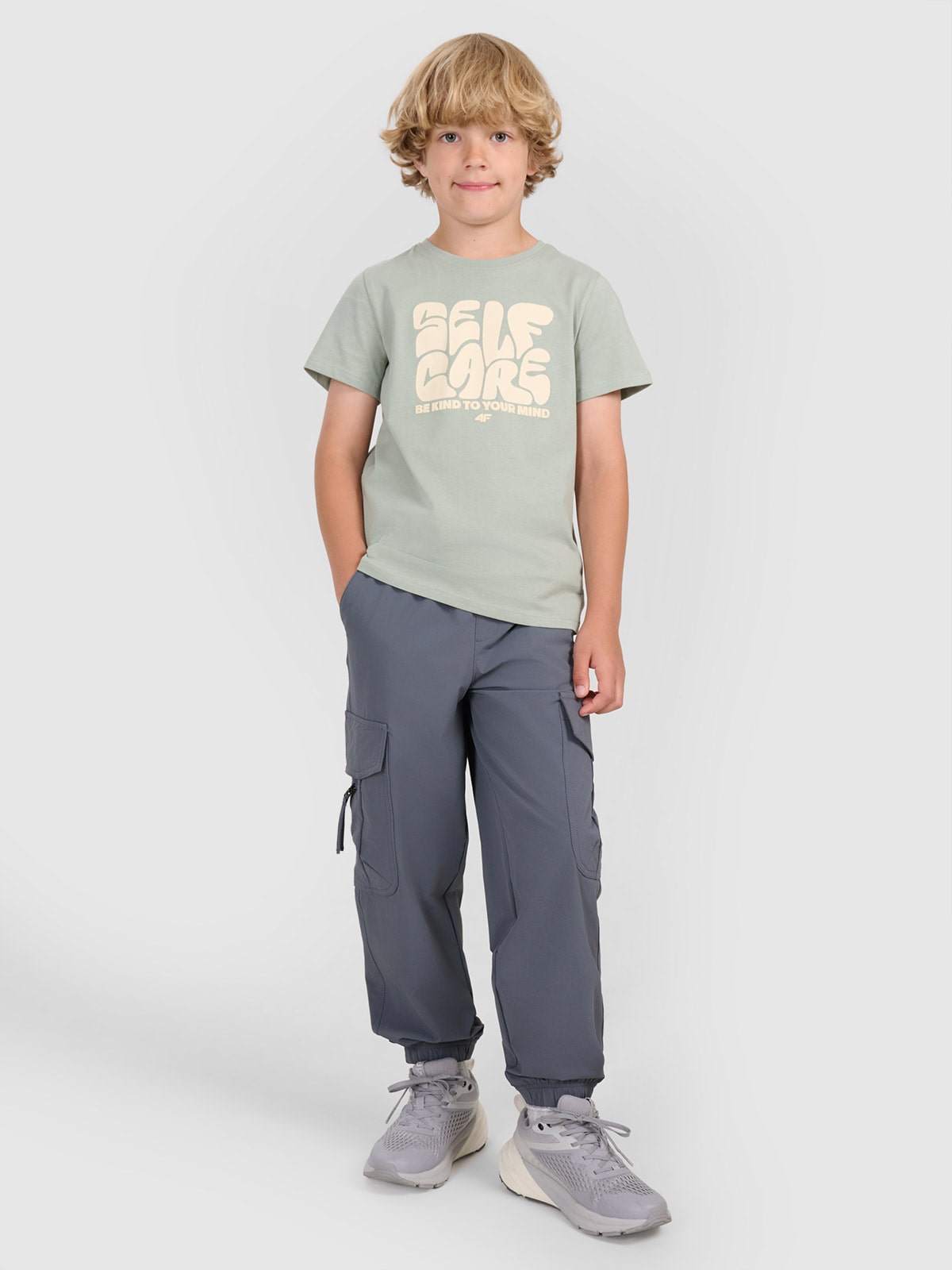 4F Spodnie casual cargo chłopięce - szare 152 (11-12 lat)