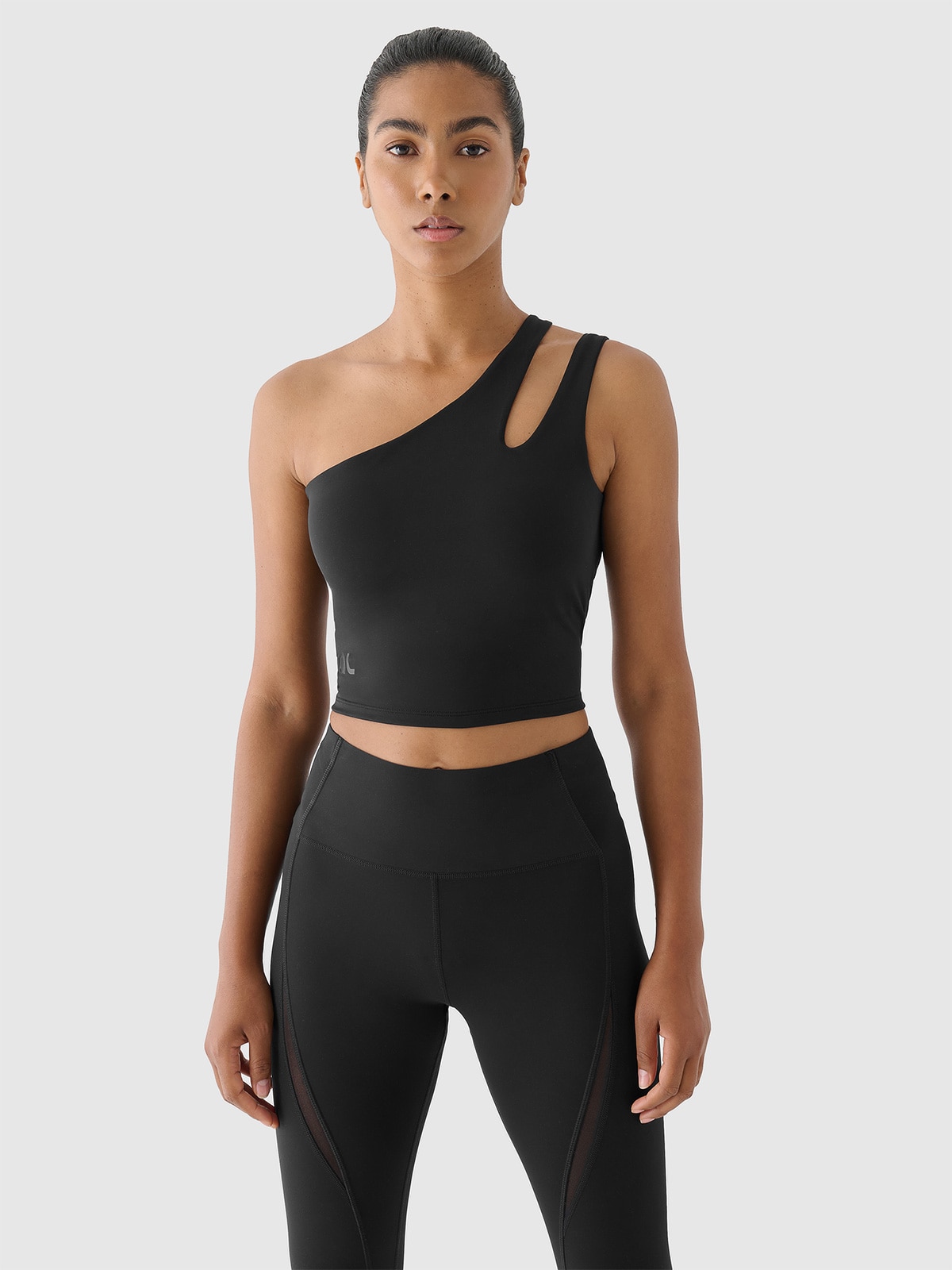 4F Crop top treningowy na jedno ramię 4F x Anna Lewandowska - czarny XL