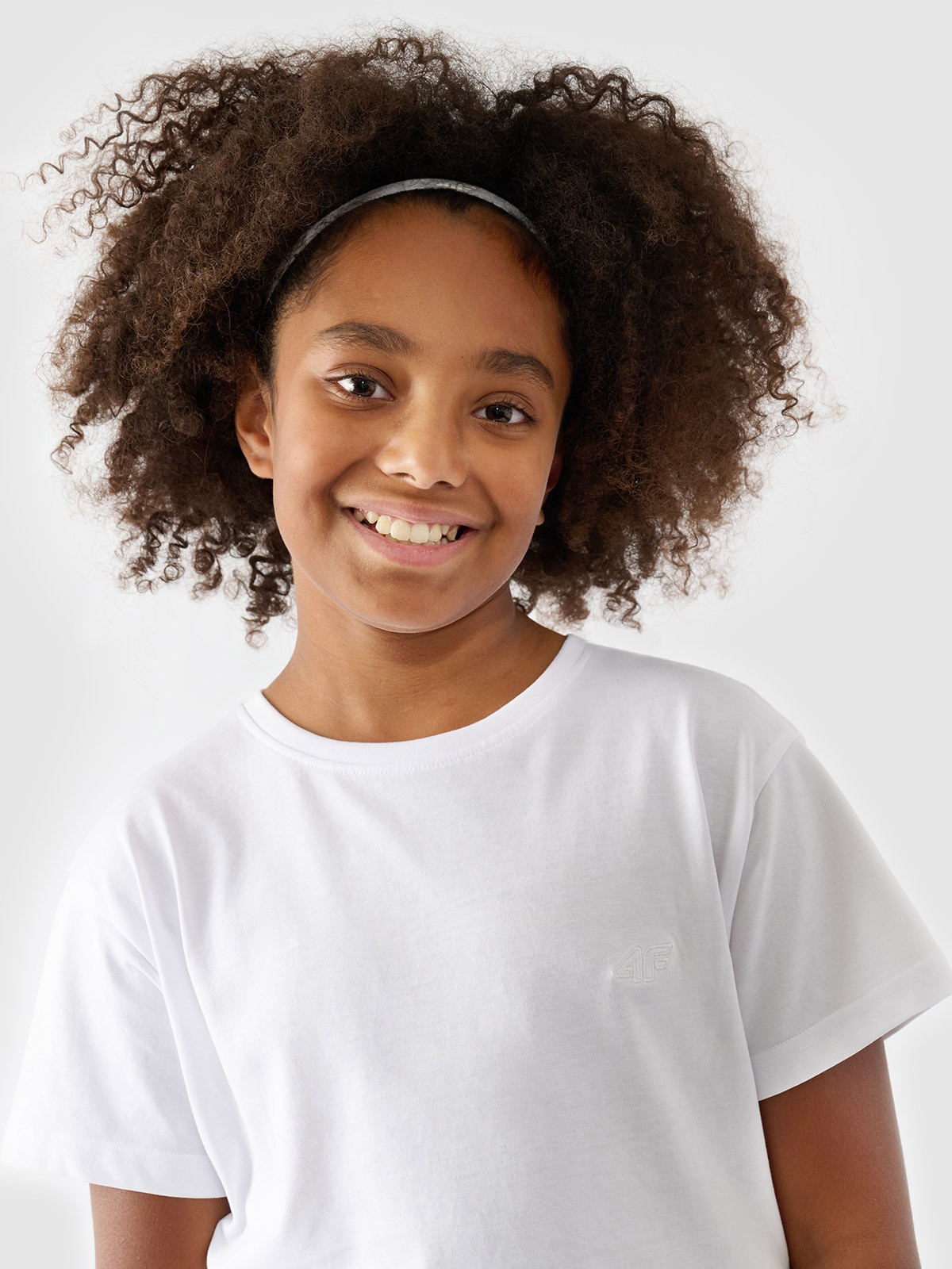 4F T-shirt gładki dziewczęcy - biały 158 (12-13 lat)