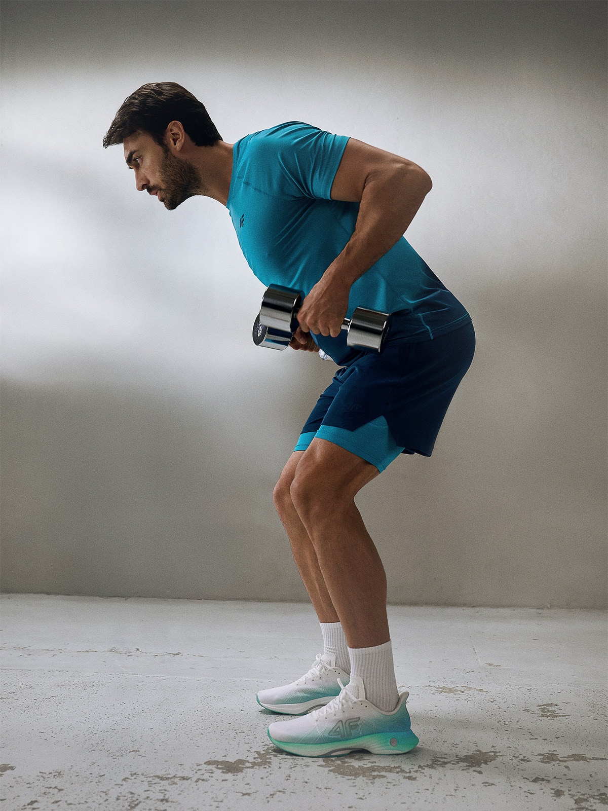 4F Spodenki treningowe szybkoschnące męskie - turkusowe S