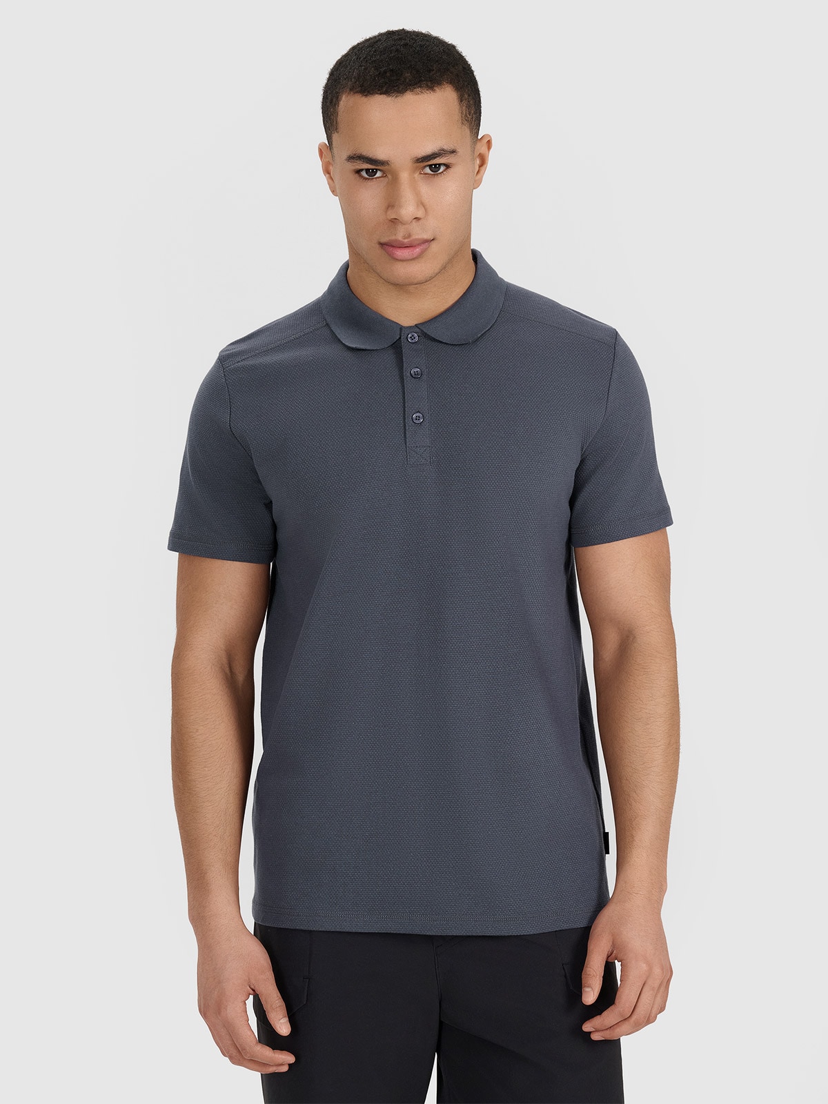 4F Koszulka polo regular męska - szara XL