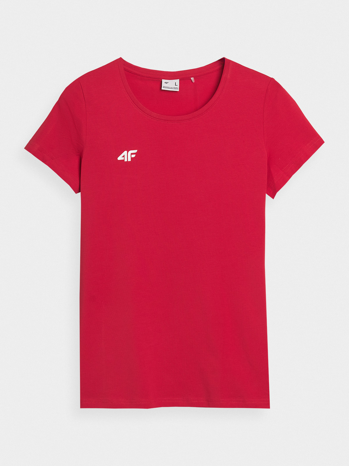 4F T-shirt slim gładki damski - czerwony XL
