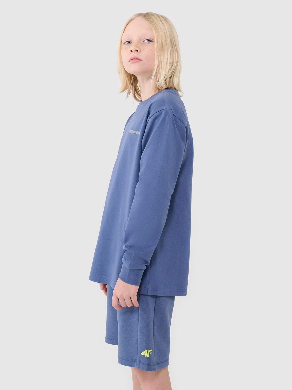 4F Longsleeve regular z nadrukiem chłopięcy - niebieski 164 (13-14 lat)